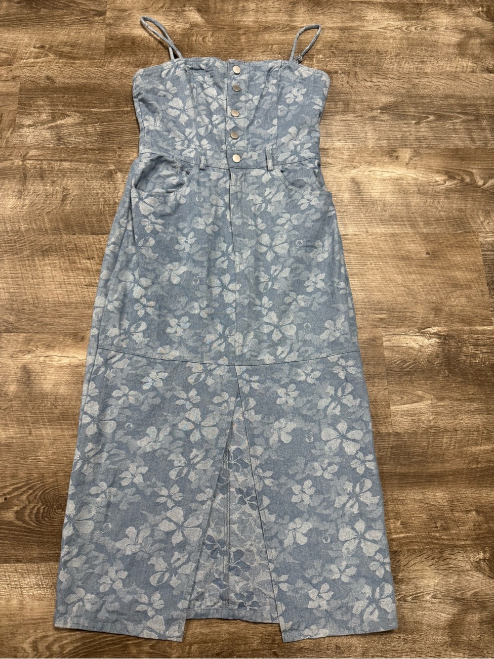 Storia Floral Jacquard Denim Midi Dress Medium
